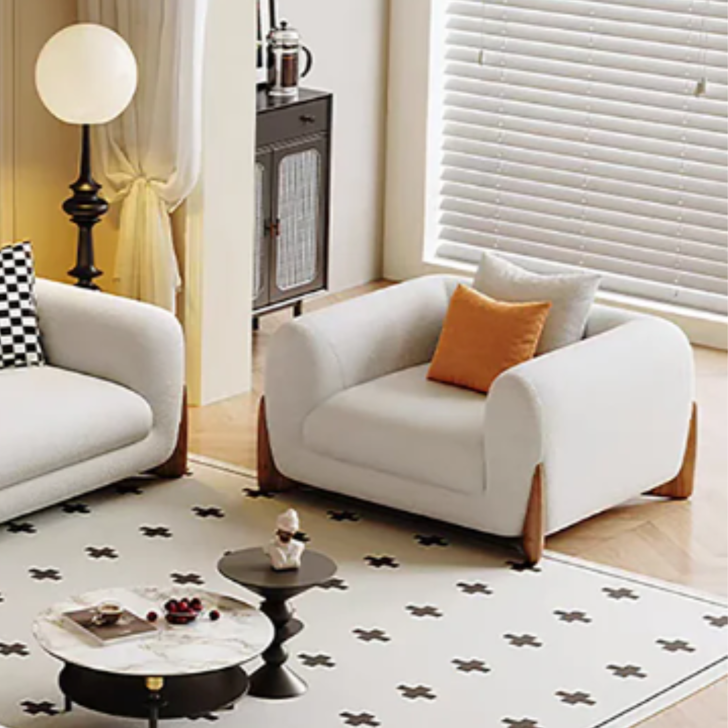 Sofá Poltrona Diseño Wabi Sabi Blanco-5