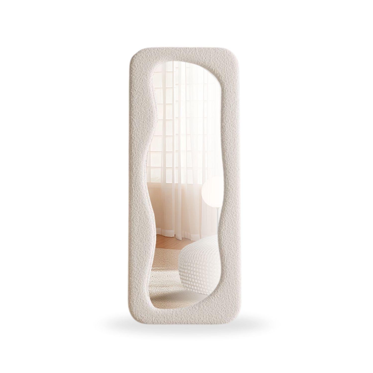 Espejo Blanco Cuerpo Entero Estilo Bouclé 180x80cm-5