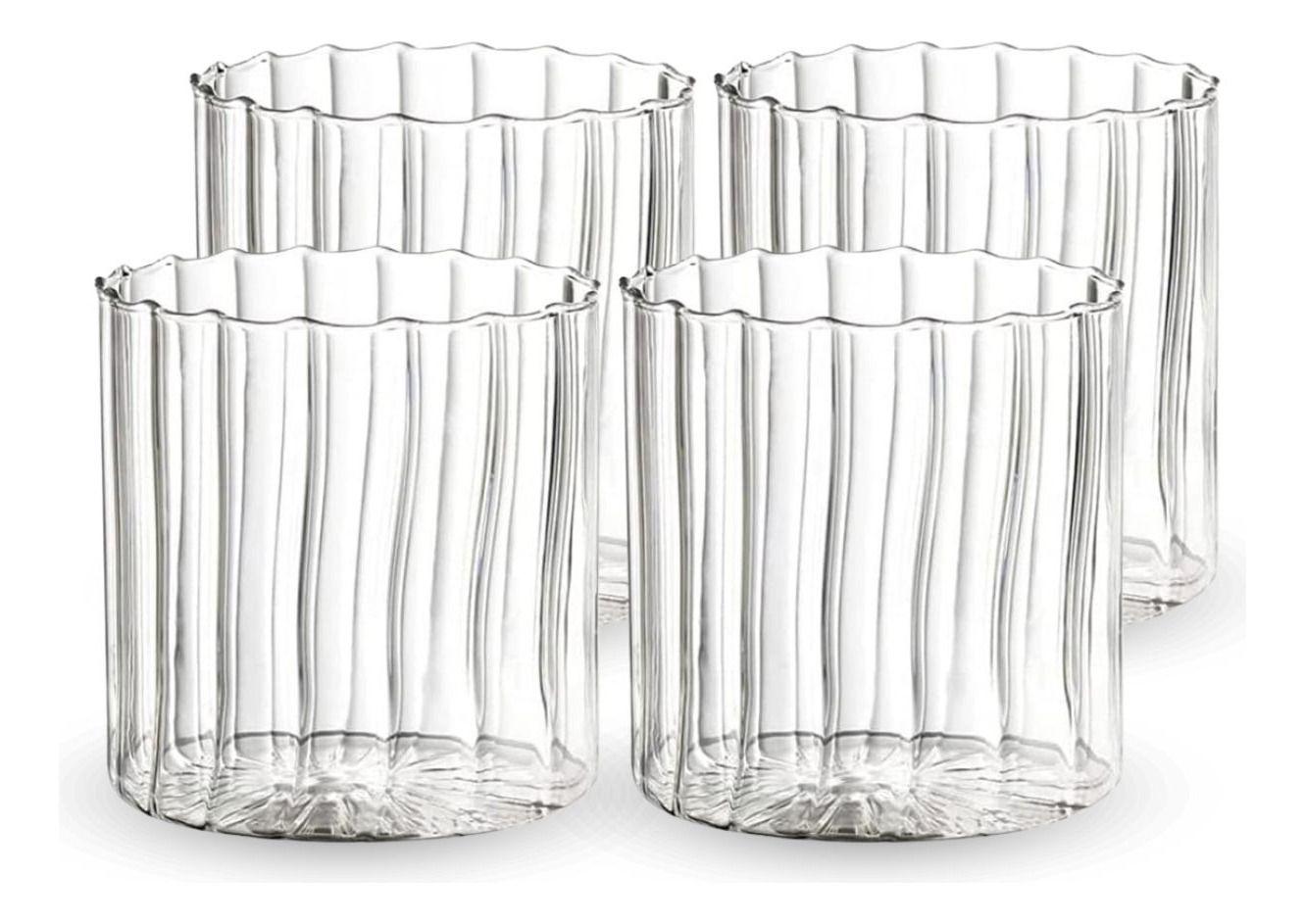 Set de 4 vasos de vidrio Vertical Chic de 350 ml-0