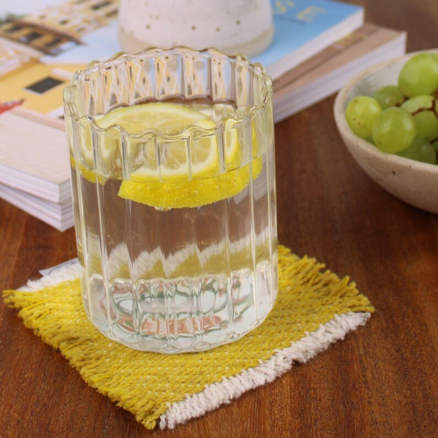 Set 4 Vasos Vidrio 450ml Acanalados Bebidas y Agua-2