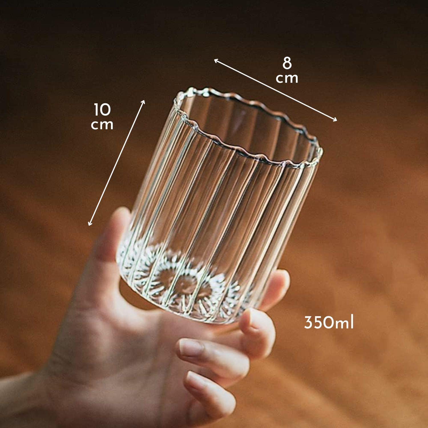 Set 4 Vasos Vidrio 450ml Acanalados Bebidas y Agua-4