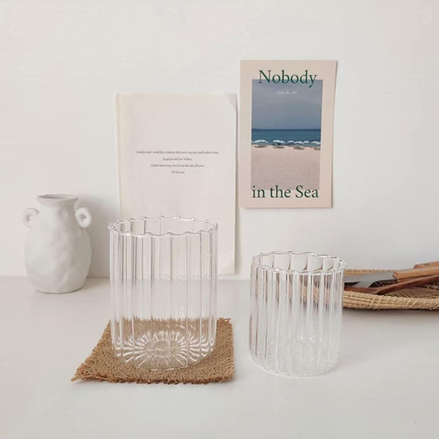 Set 4 Vasos Vidrio 450ml Acanalados Bebidas y Agua-7