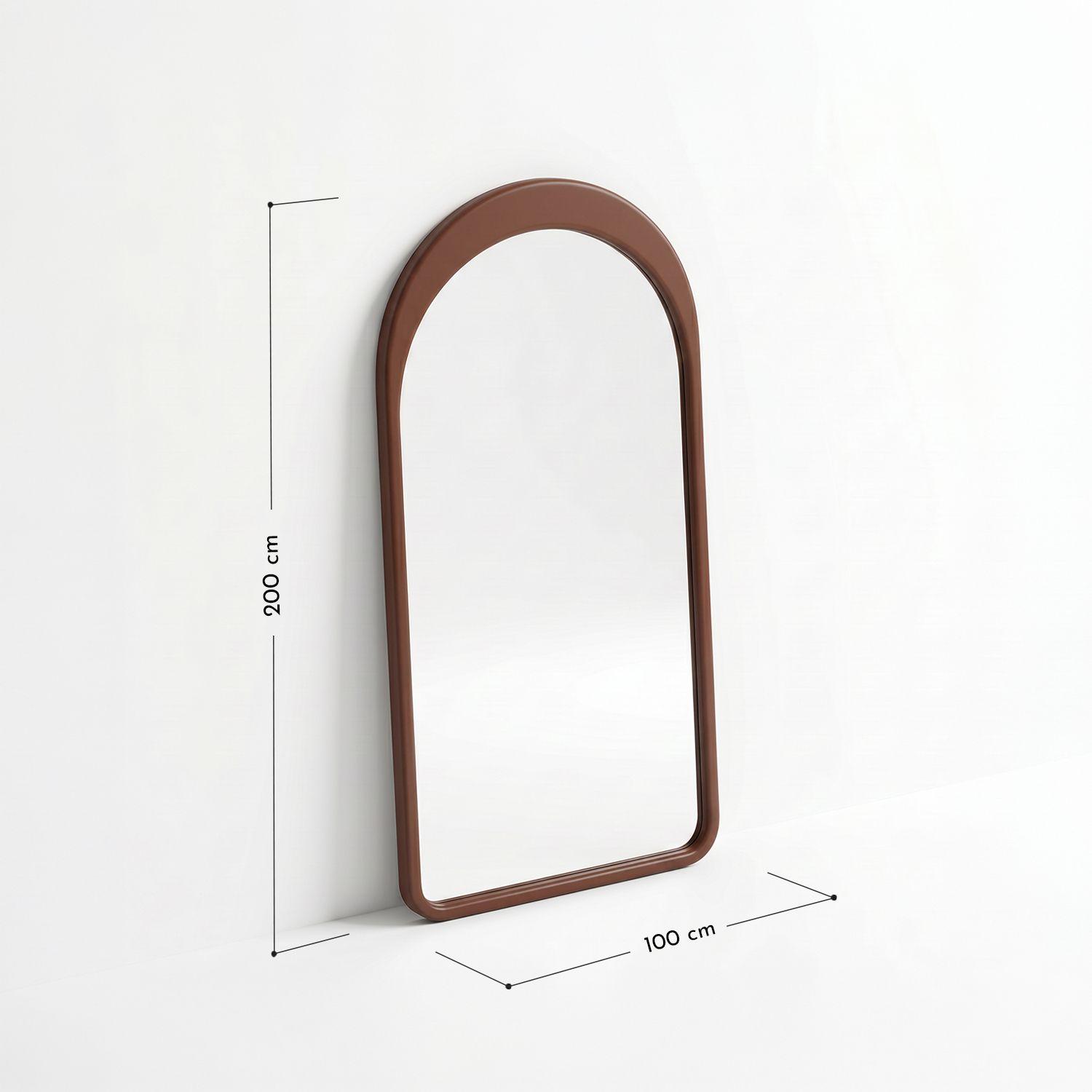 Espejo decorativo en arco de cuerpo entero Gaia de madera color nogal 200x100 cm-2