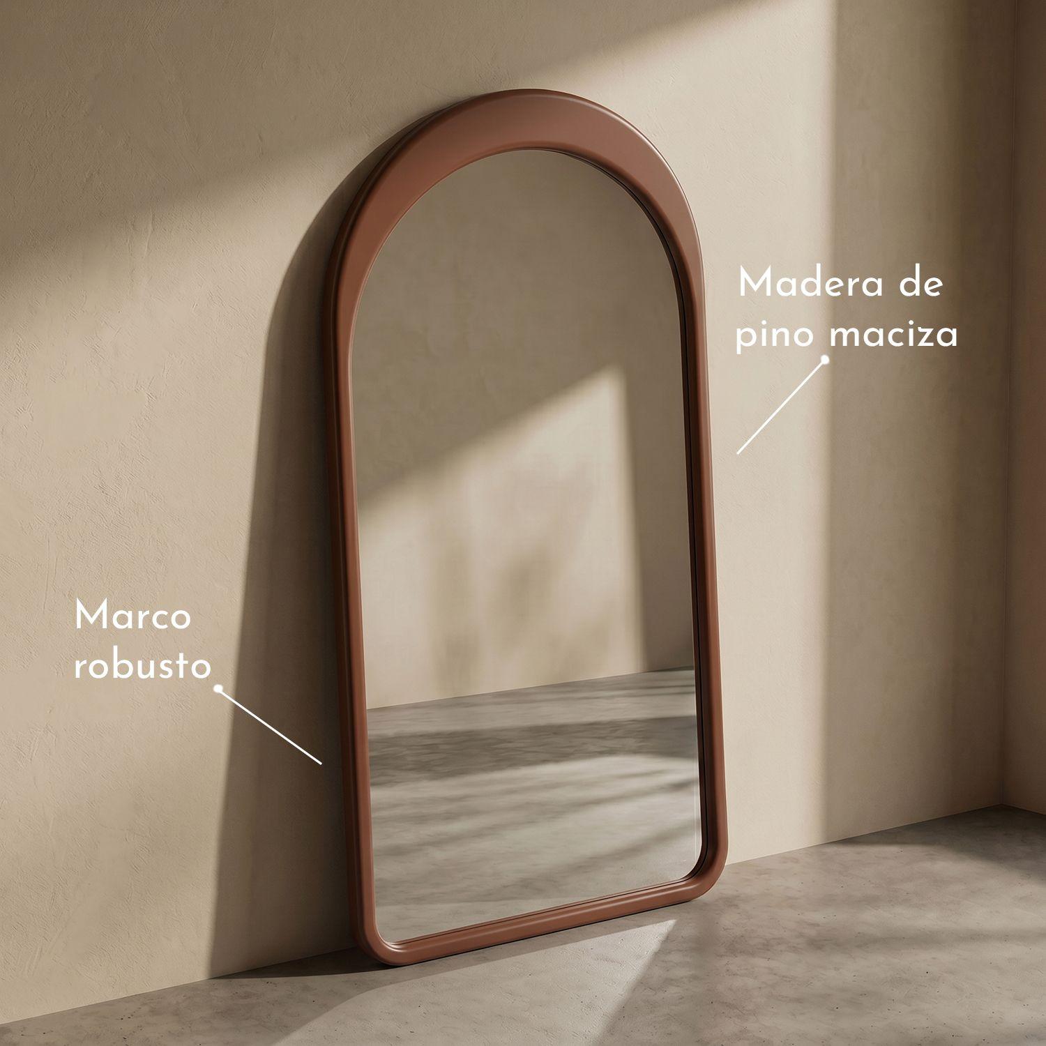 Espejo decorativo en arco de cuerpo entero Gaia de madera color nogal 200x100 cm-3