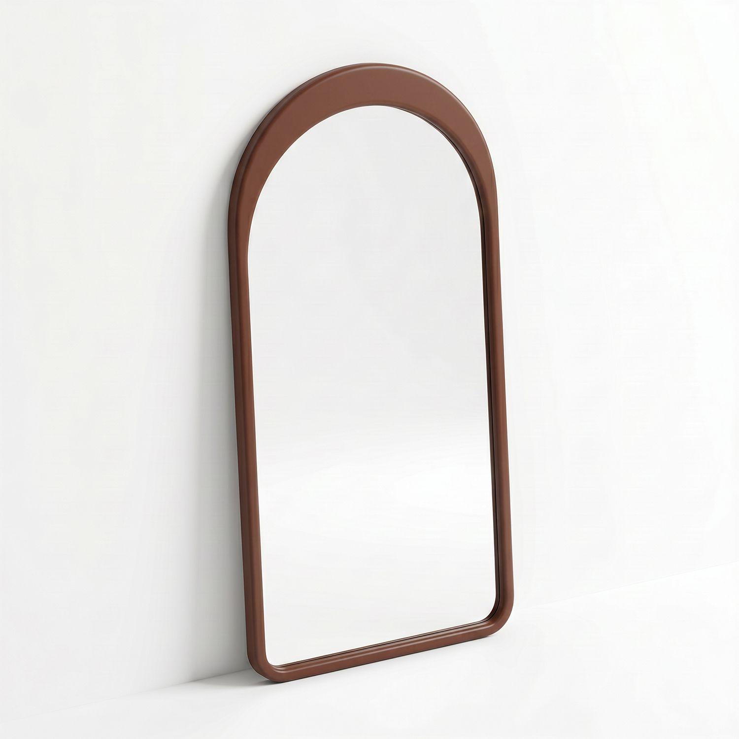 Espejo decorativo en arco de cuerpo entero Gaia de madera color nogal 200x100 cm-4