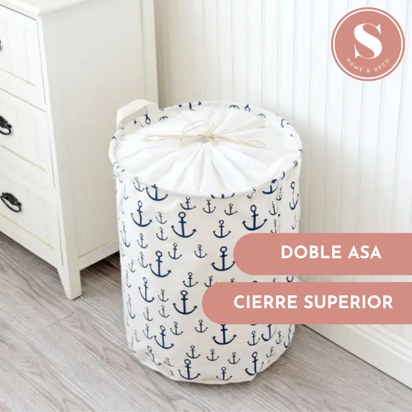 Cesta de Ropa Para Lavanderia Ancla Plegable-2