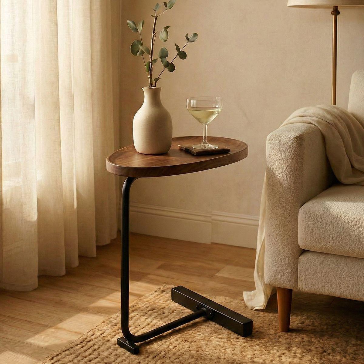 Mesa Madera Lateral con Pedestal Negro-0