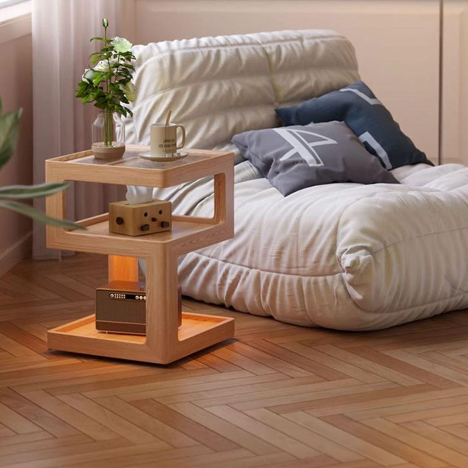 Mesa Lateral de Madera con Luz Led-4