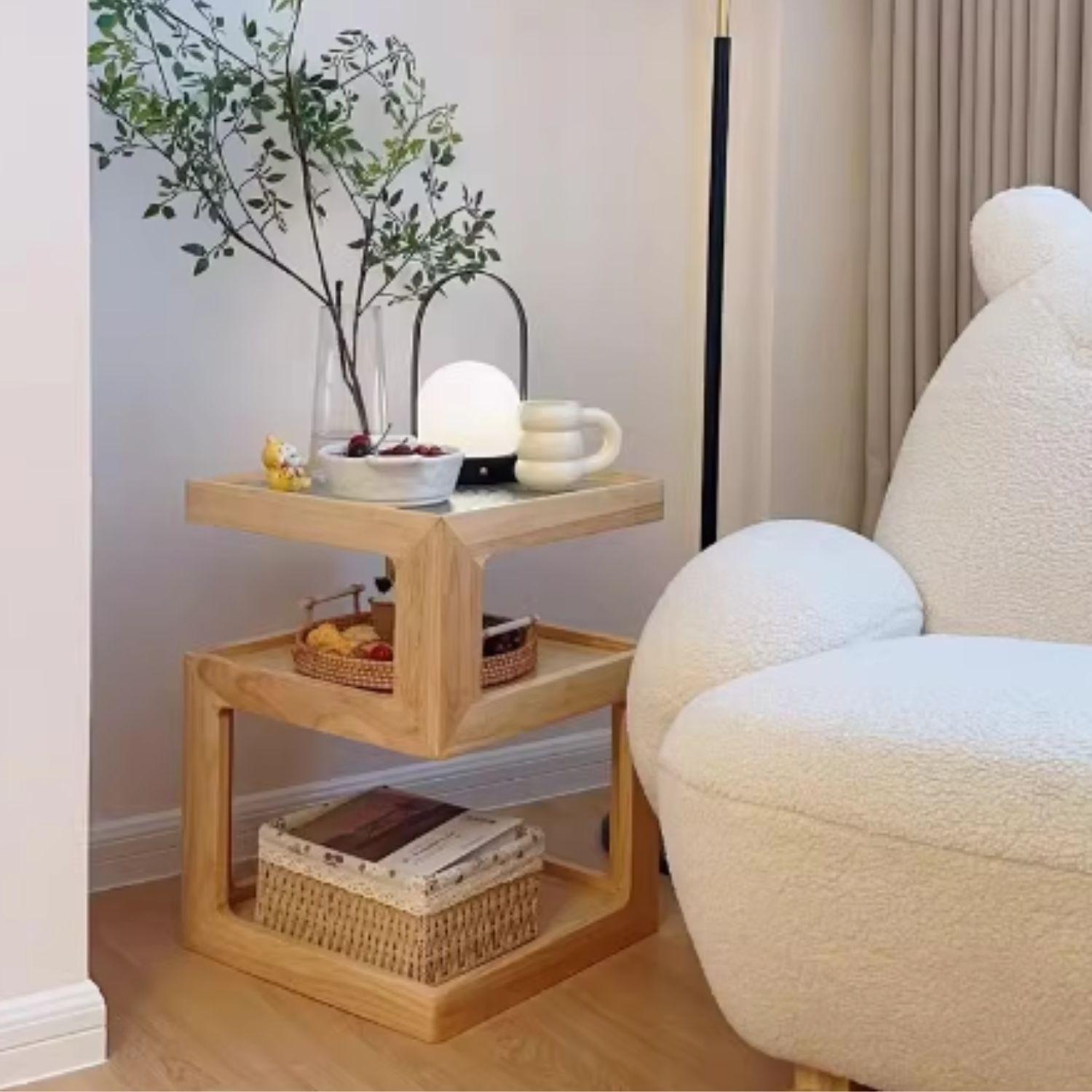 Mesa Lateral de Madera con Luz Led-5
