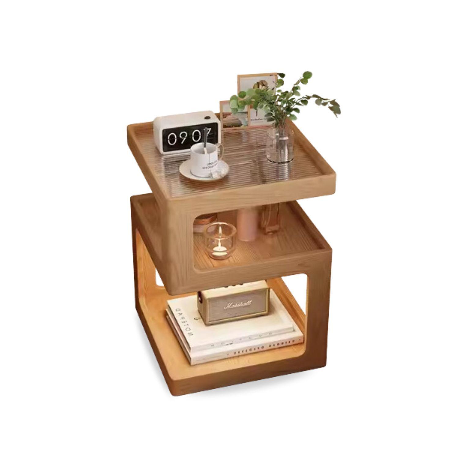 Mesa Lateral de Madera con Luz Led-7