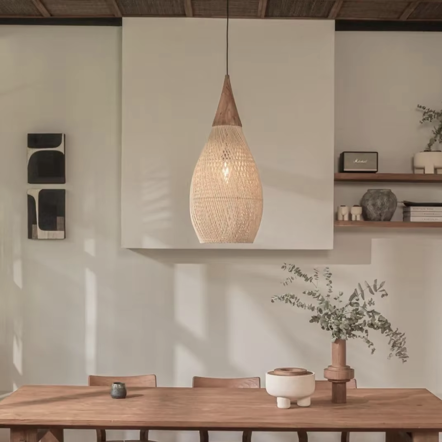 Lampara Colgante Rattan Claro Gota 25cm-2