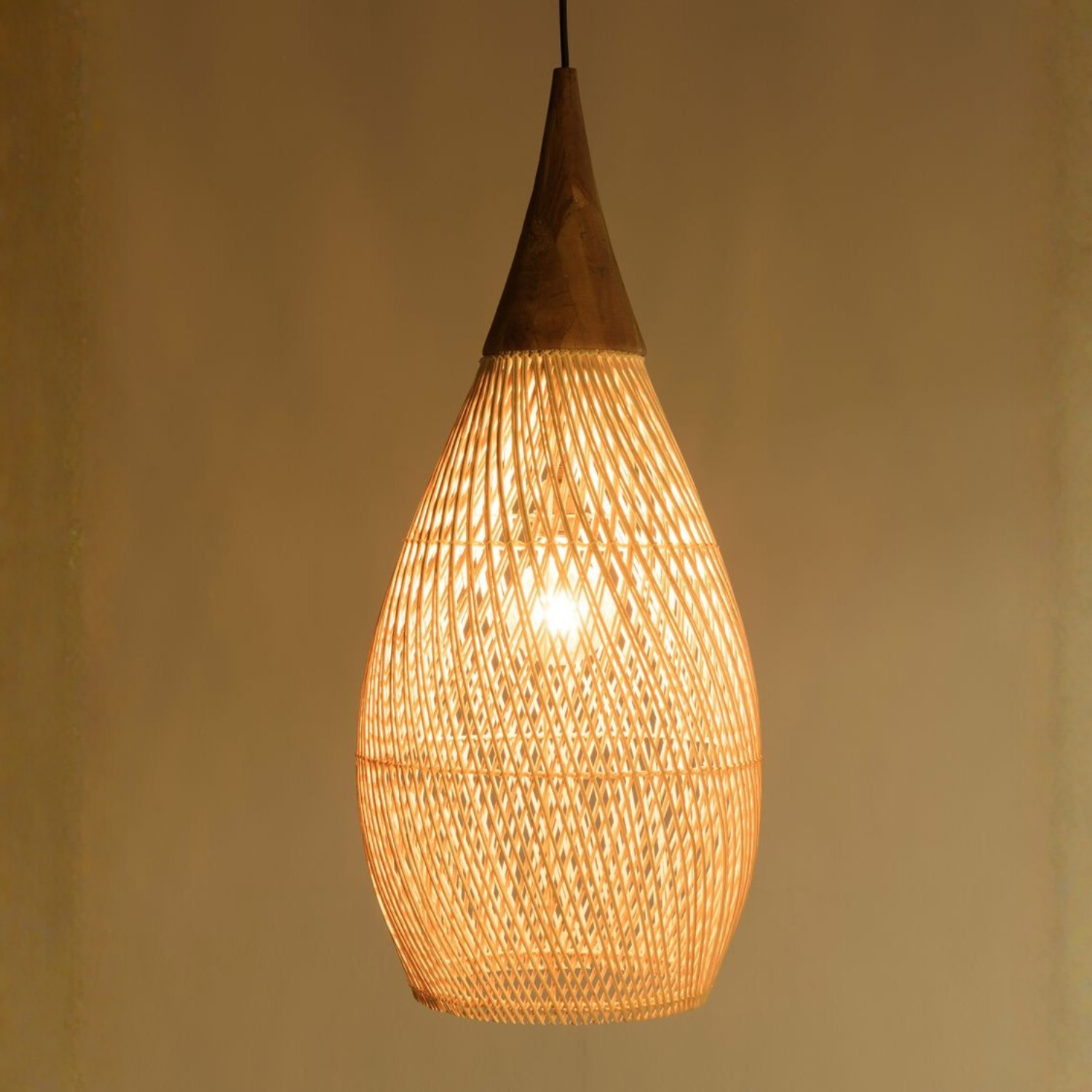 Lampara Colgante Rattan Claro Gota 25cm-4