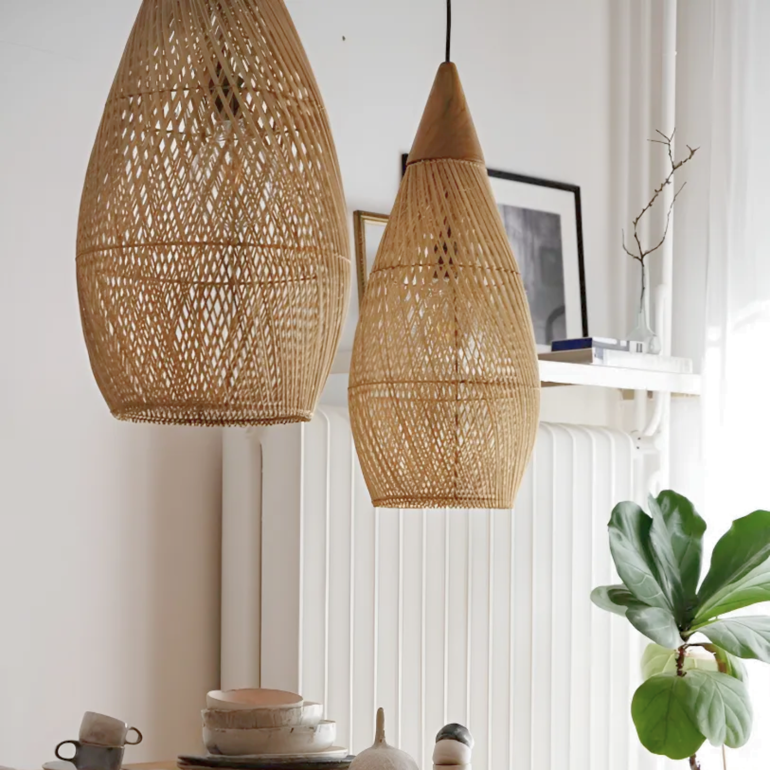 Lampara Colgante Rattan Claro Gota 25cm-6