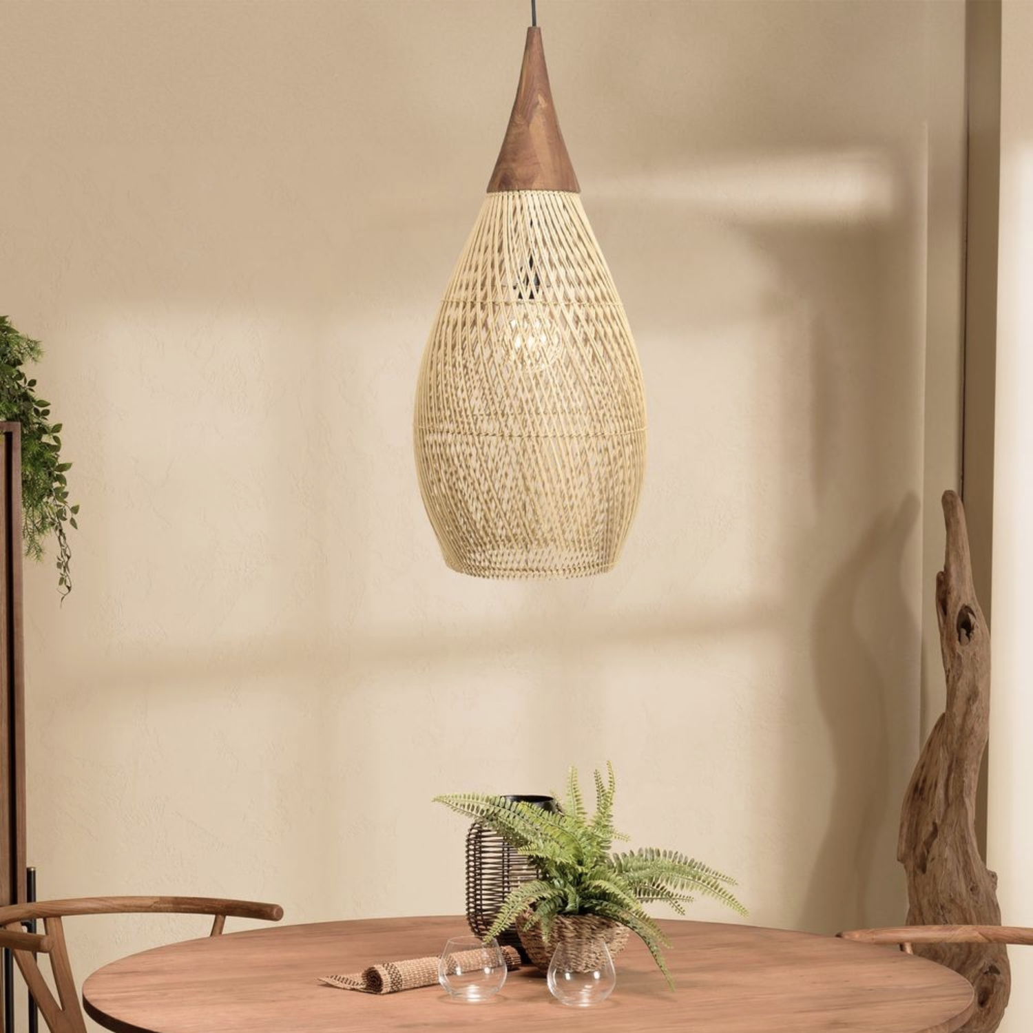 Lampara Colgante Rattan Claro Gota 25cm-8