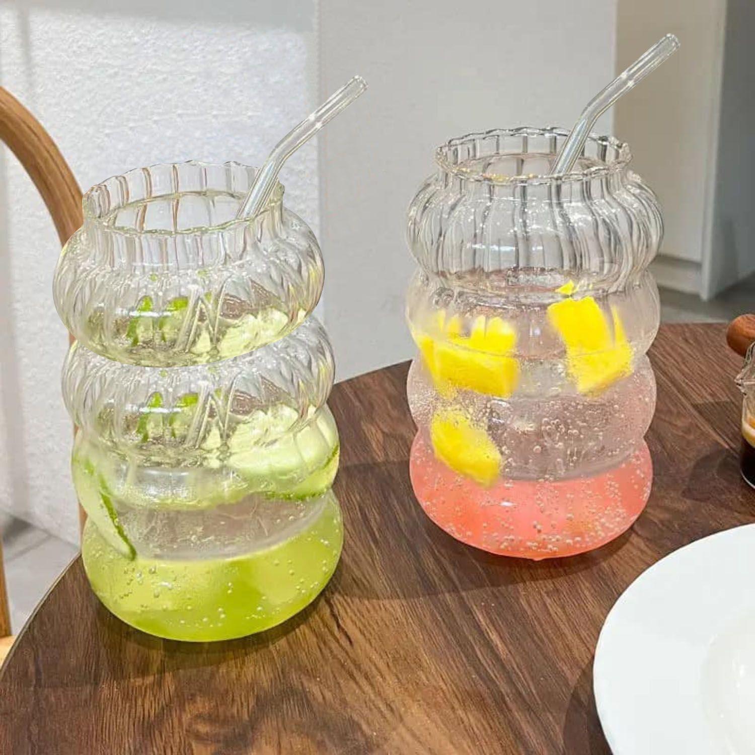 Set 2 Vasos Relieve con Bombilla 800ml-1