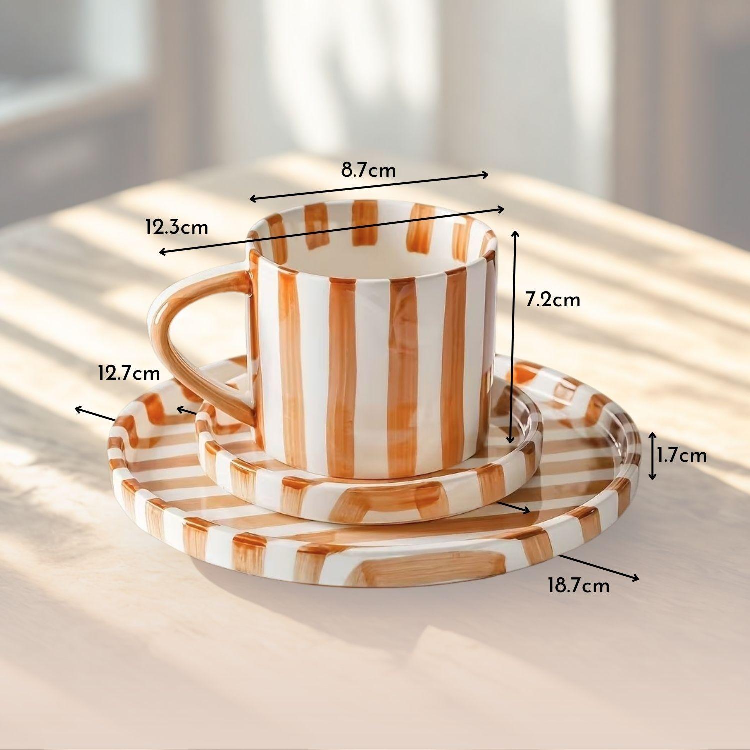 Set de Platos y Tazas Rayas Vintage Naranjo-8