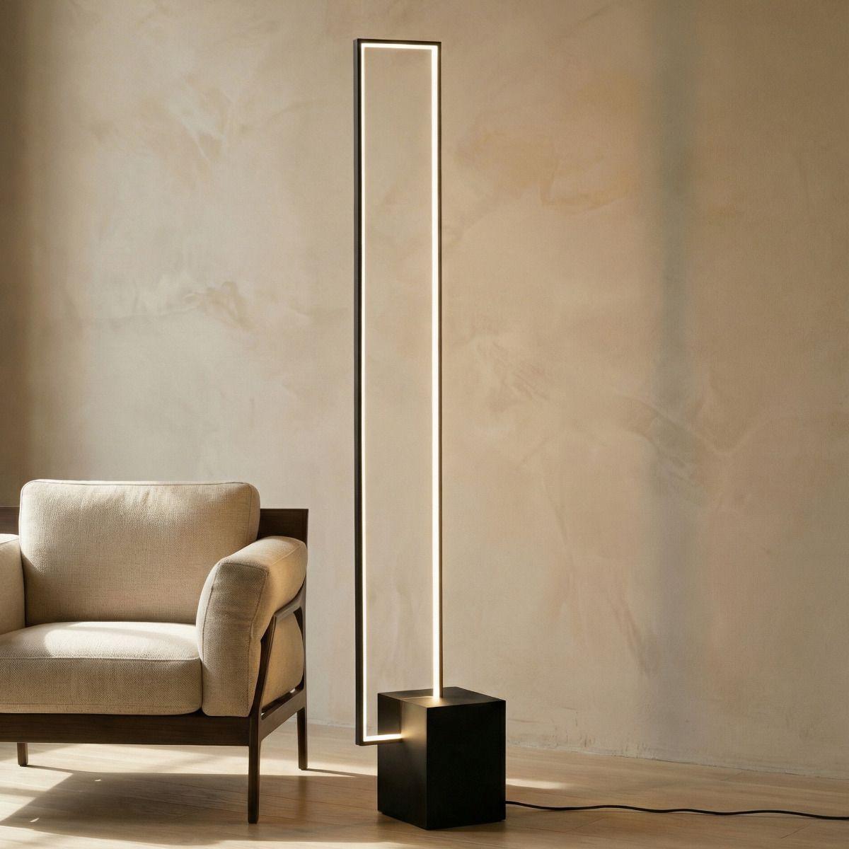 Lámpara de pie LED rectangular con 3 tipos de luz para living-0