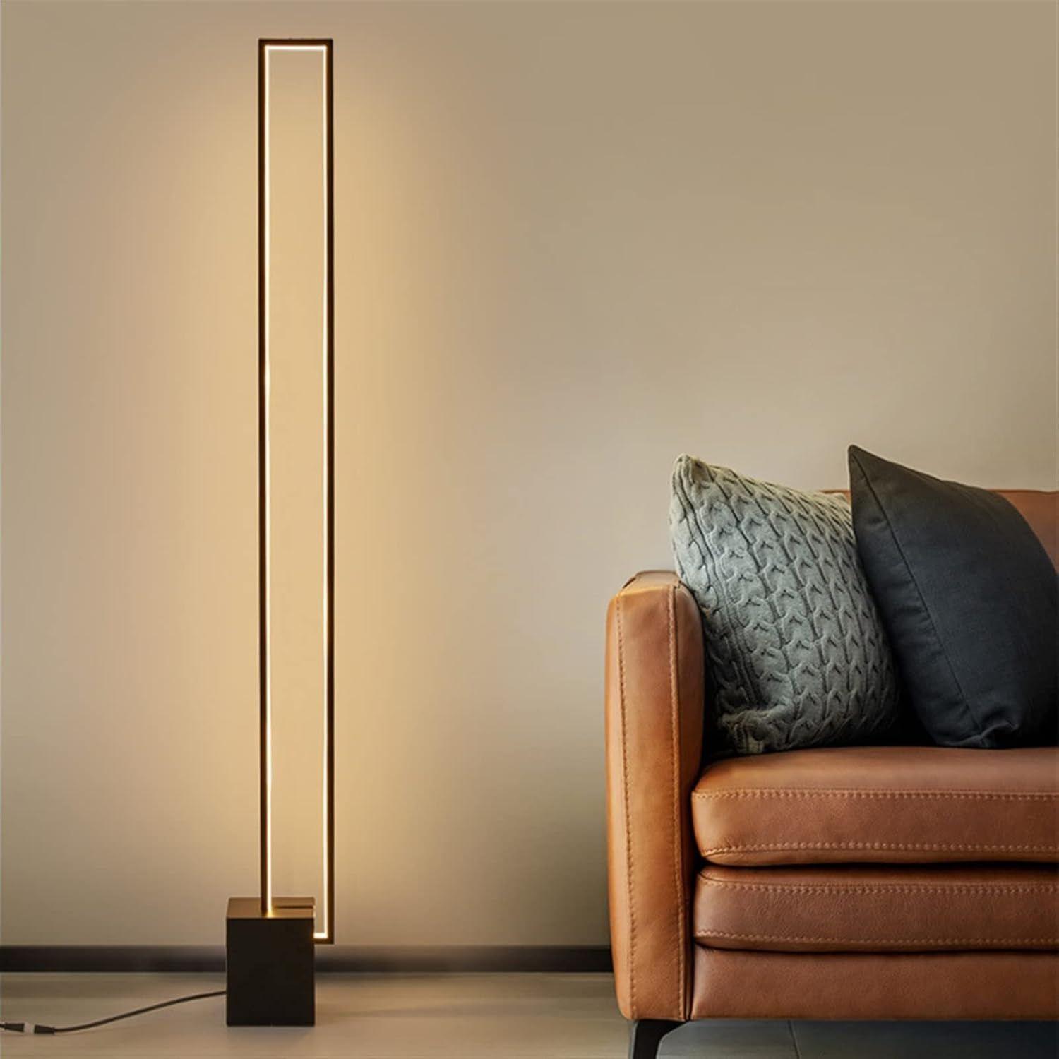 Lámpara de pie LED rectangular con 3 tipos de luz para living-7