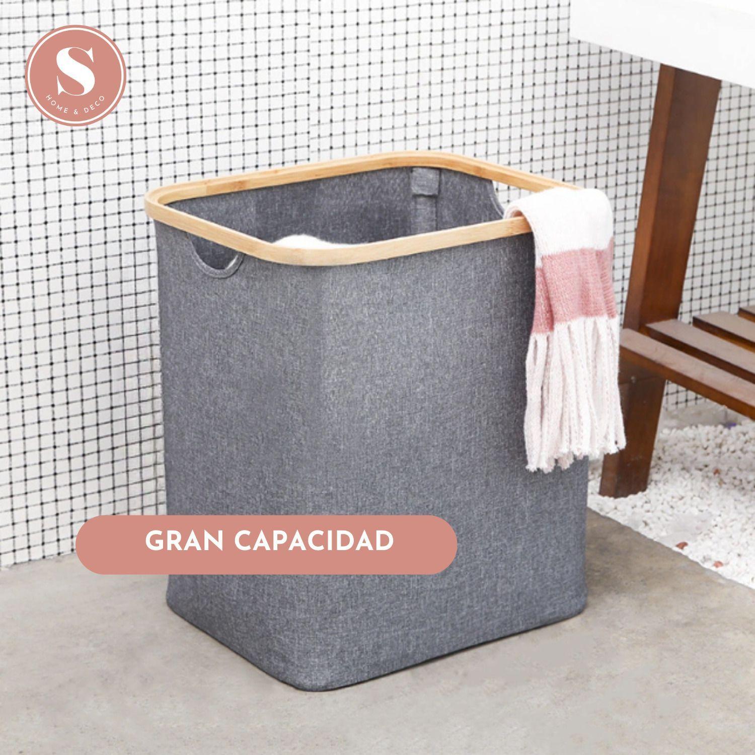 Cesta Para Ropa Gris Plegable-5