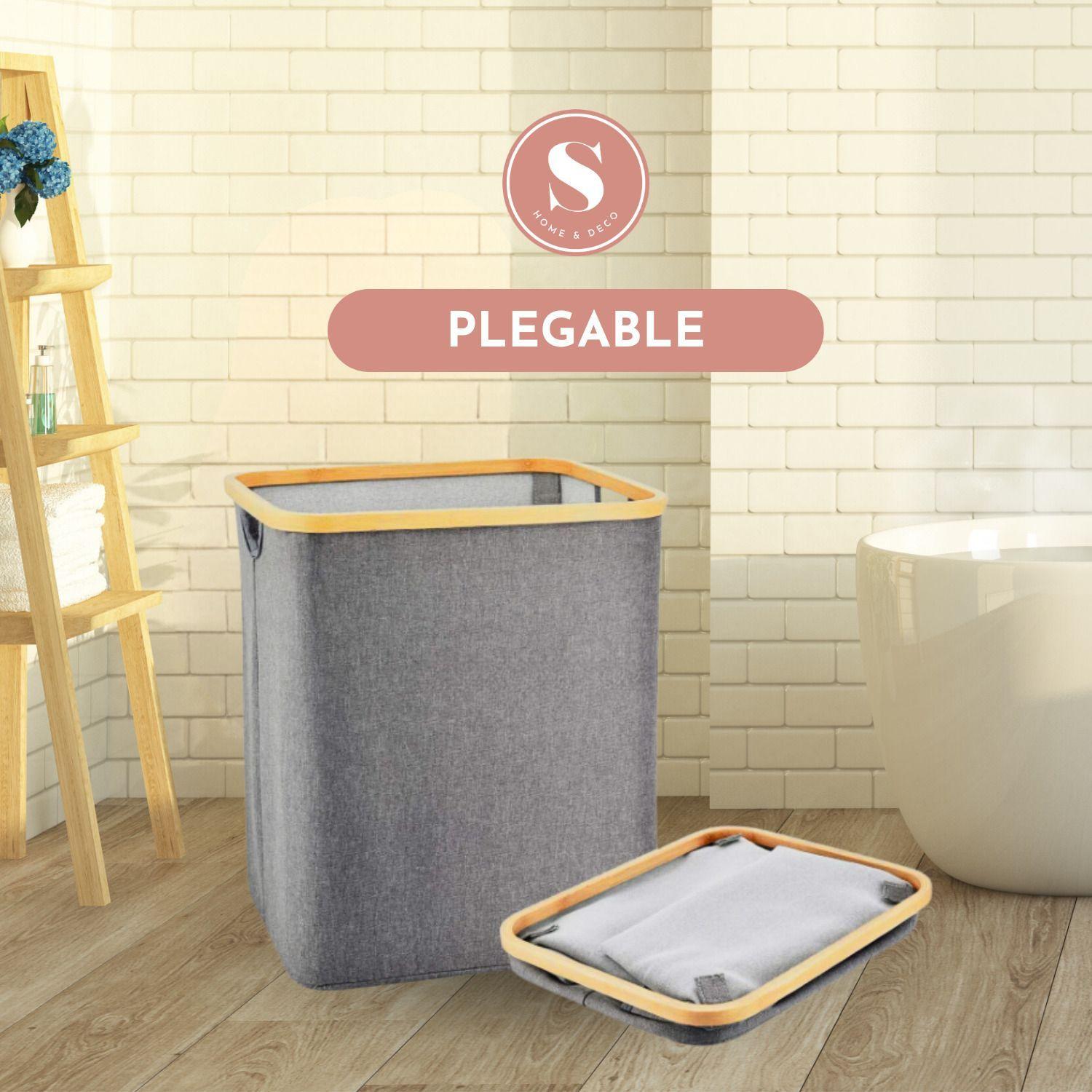 Cesta Para Ropa Gris Plegable-6