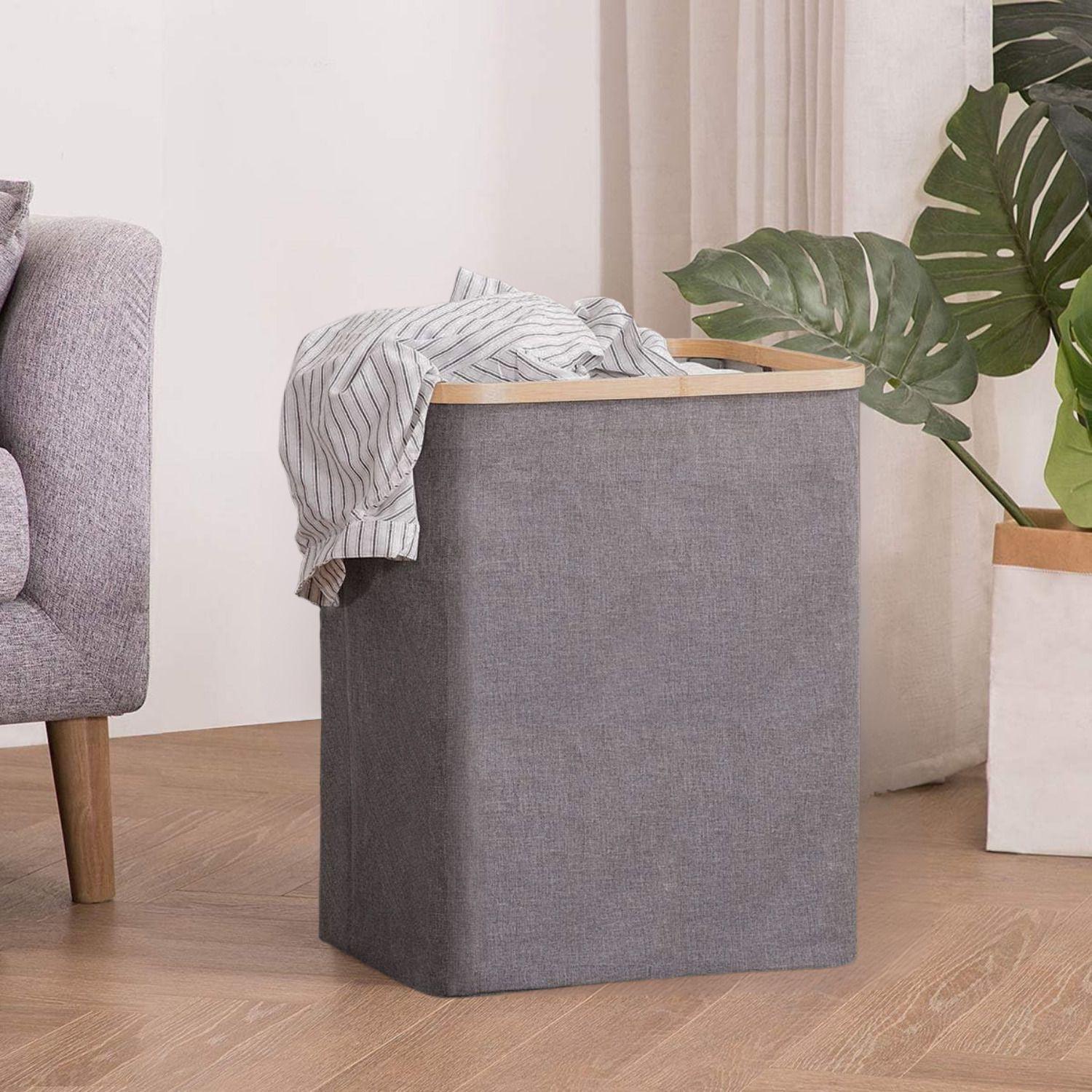 Cesta Para Ropa Gris Plegable-7