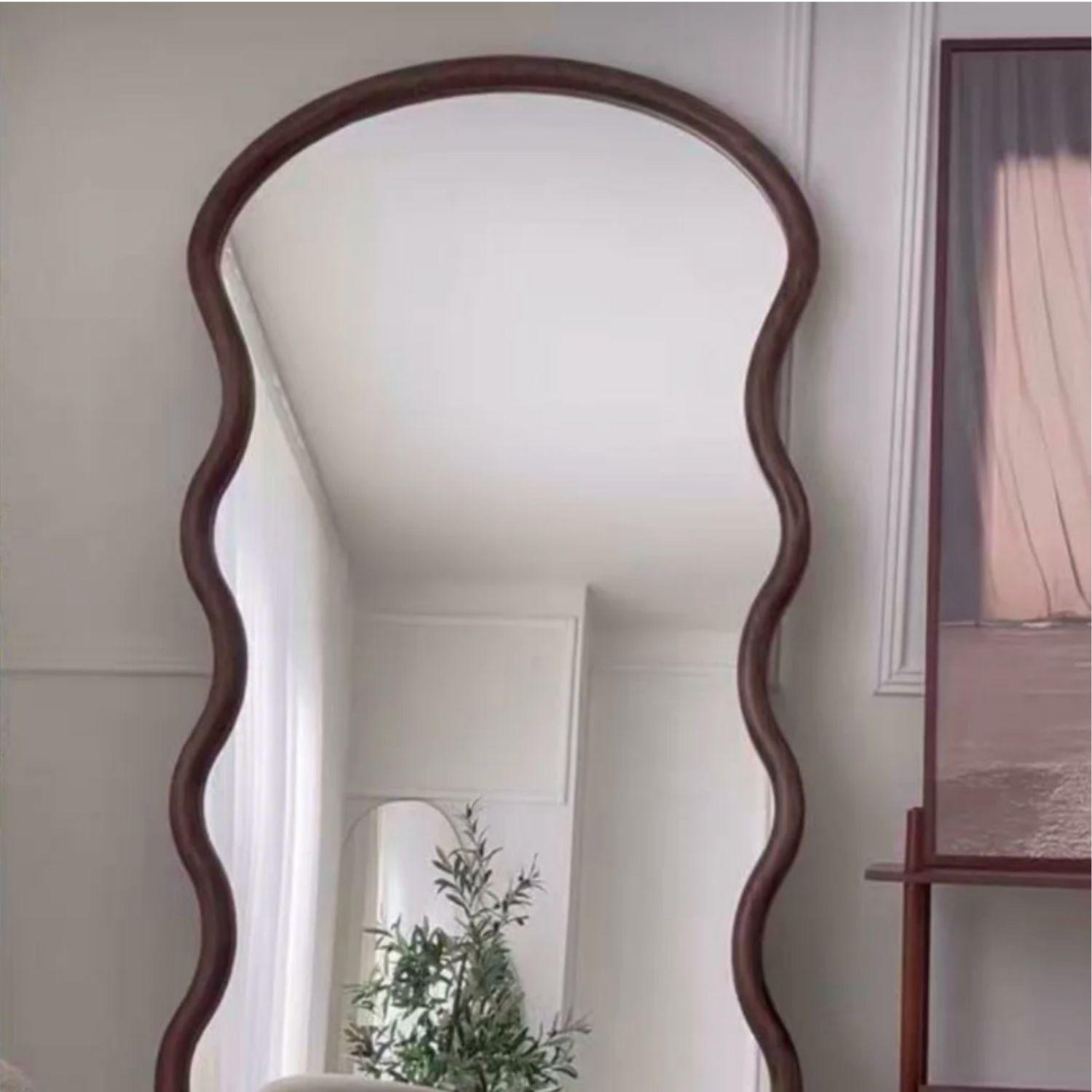 Espejo Ondas Macizo Nogal Cuerpo Entero 180x80cm-3