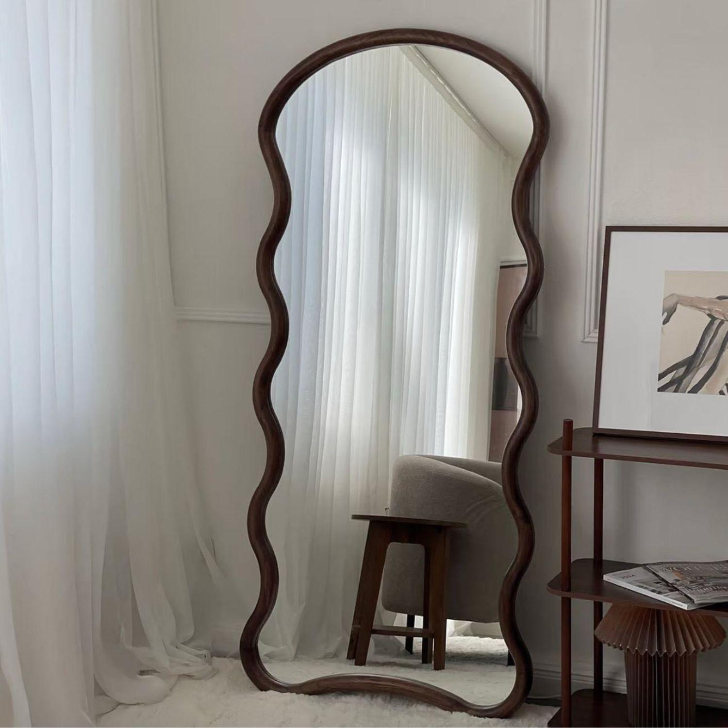 Espejo Ondas Macizo Nogal Cuerpo Entero 180x80cm-4