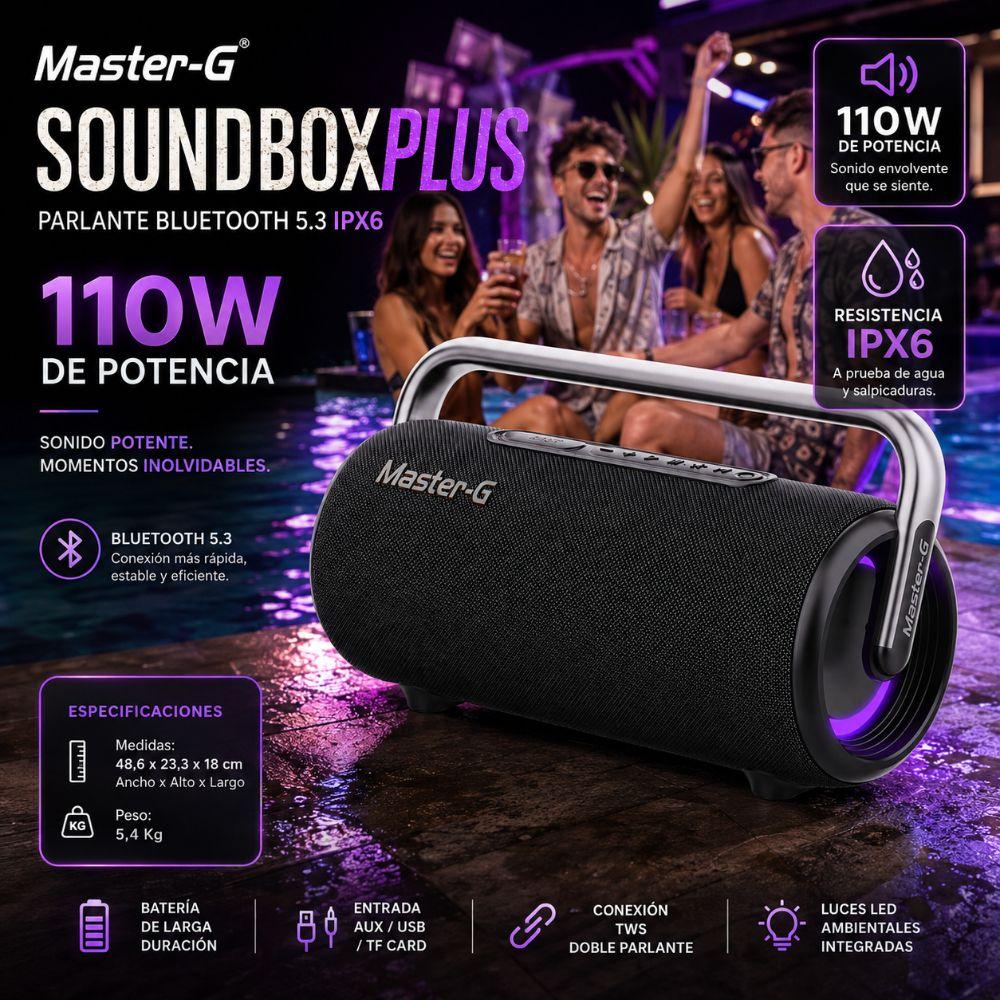 Parlante Bluetooth 5.3 IPX6 110W 5,25" SOUNDBOXPLUS Master-G-3