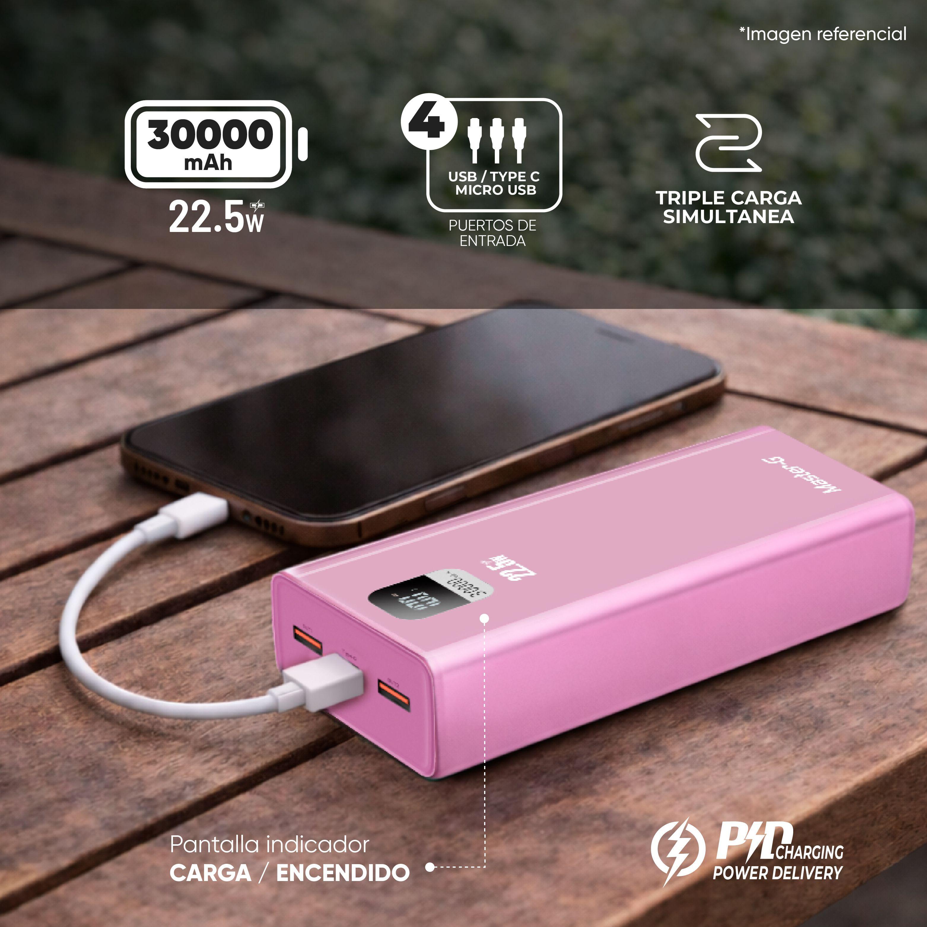 Batería Externa Power Bank 30000 Mah 22.5W UCP30PPD Rosada-1