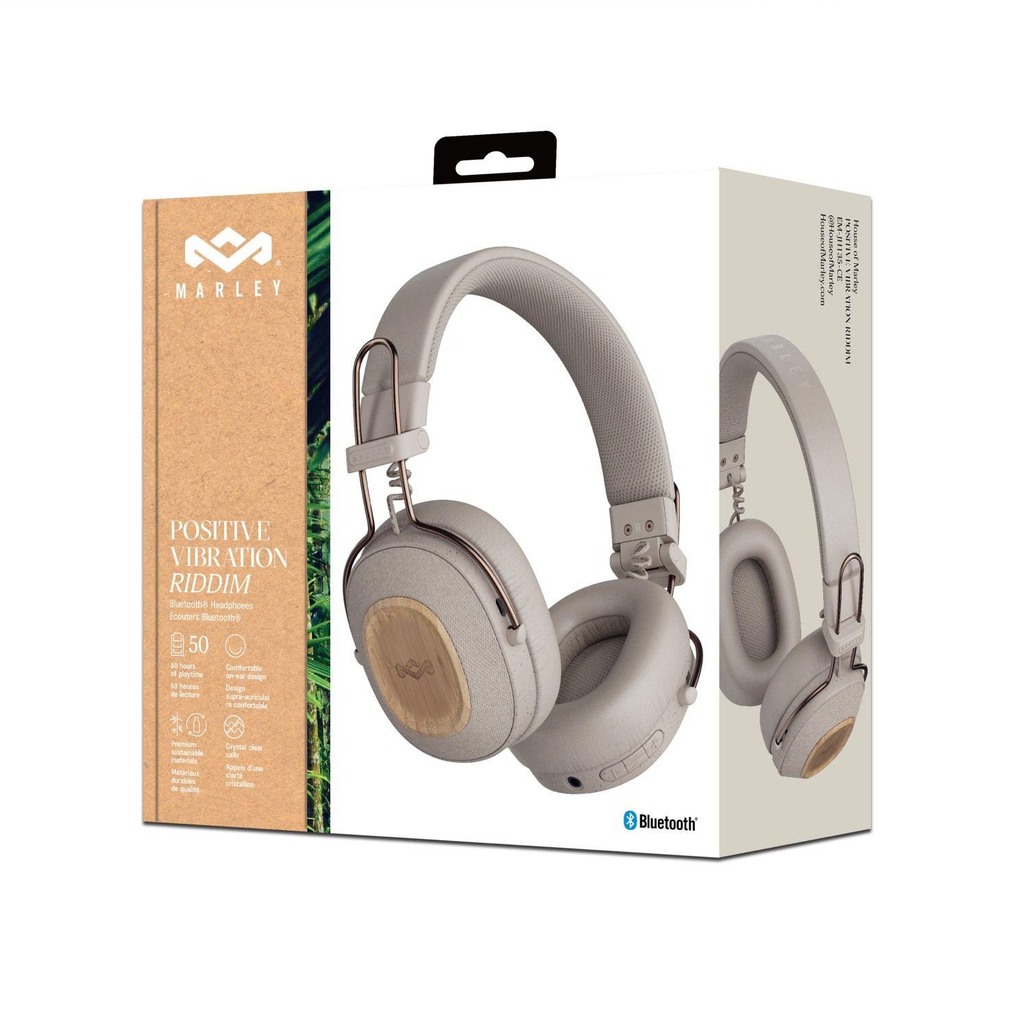 Audífonos Bluetooth Positive Vibration Riddim Cream Marley-7
