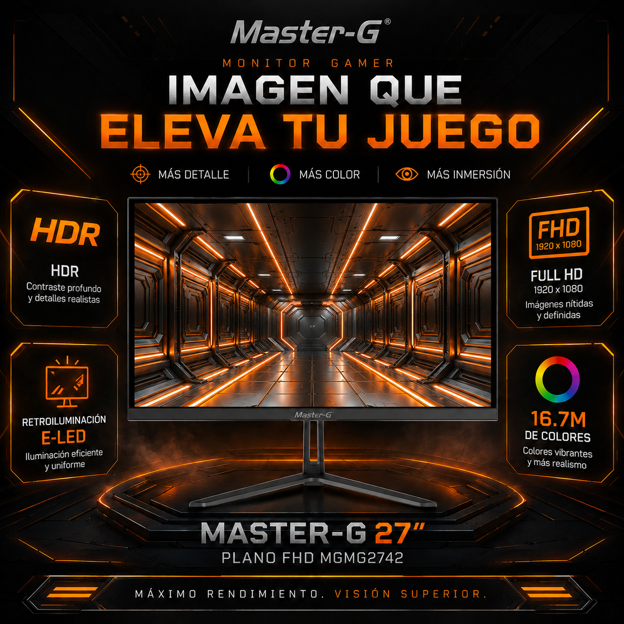 Monitor Gamer 27" FHD IPS HDR 180Hz 1Ms MGMG2742 Master-G-4
