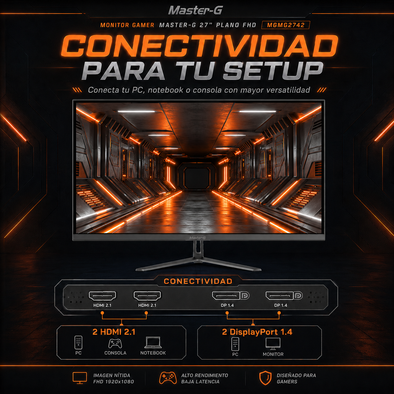 Monitor Gamer 27" FHD IPS HDR 180Hz 1Ms MGMG2742 Master-G-5