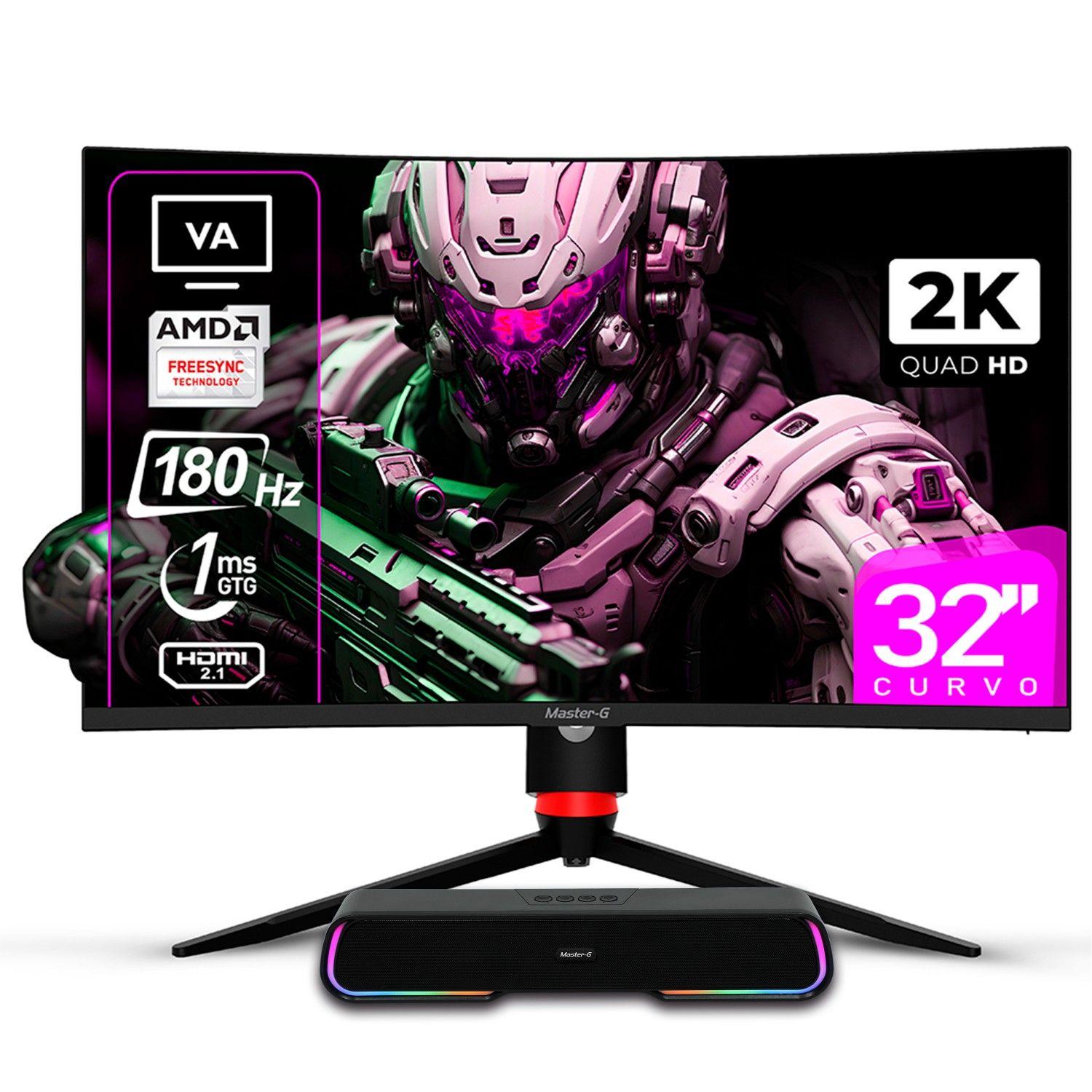 Pack Monitor Gamer 32" Curvo QHD 1440 VA 180hz + Soundbar BT-0