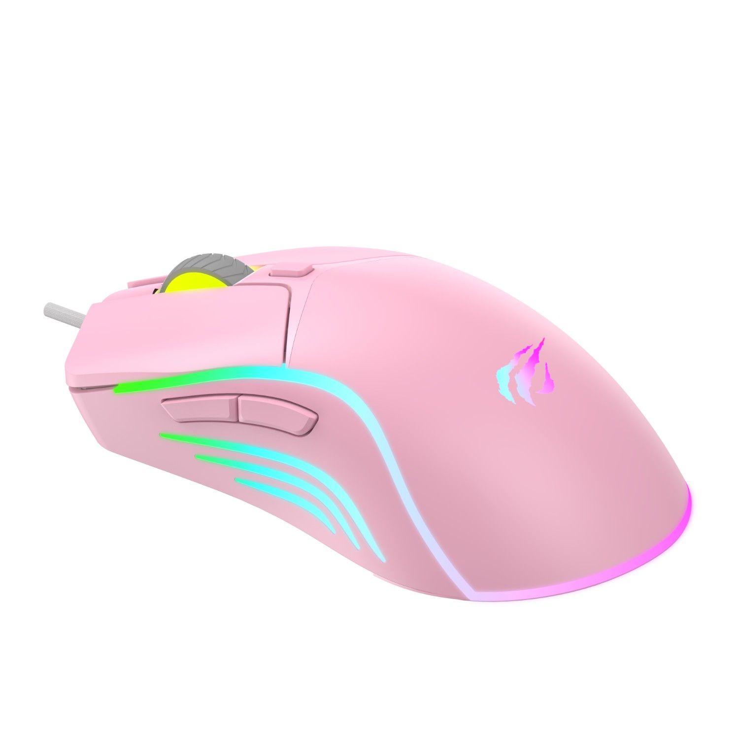 Mouse Gamer RGB MS1029 Rosado Havit-3