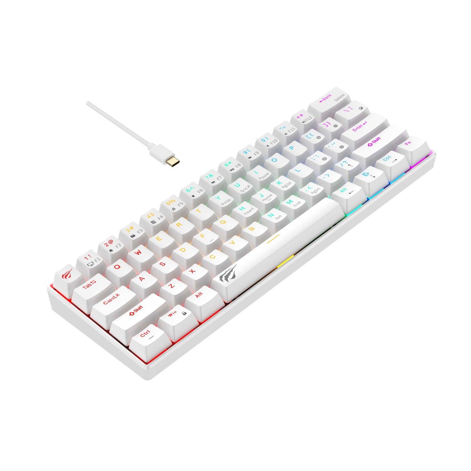 Teclado Gamer Mecánico Luces RGB KB903L Havit Blanco-2
