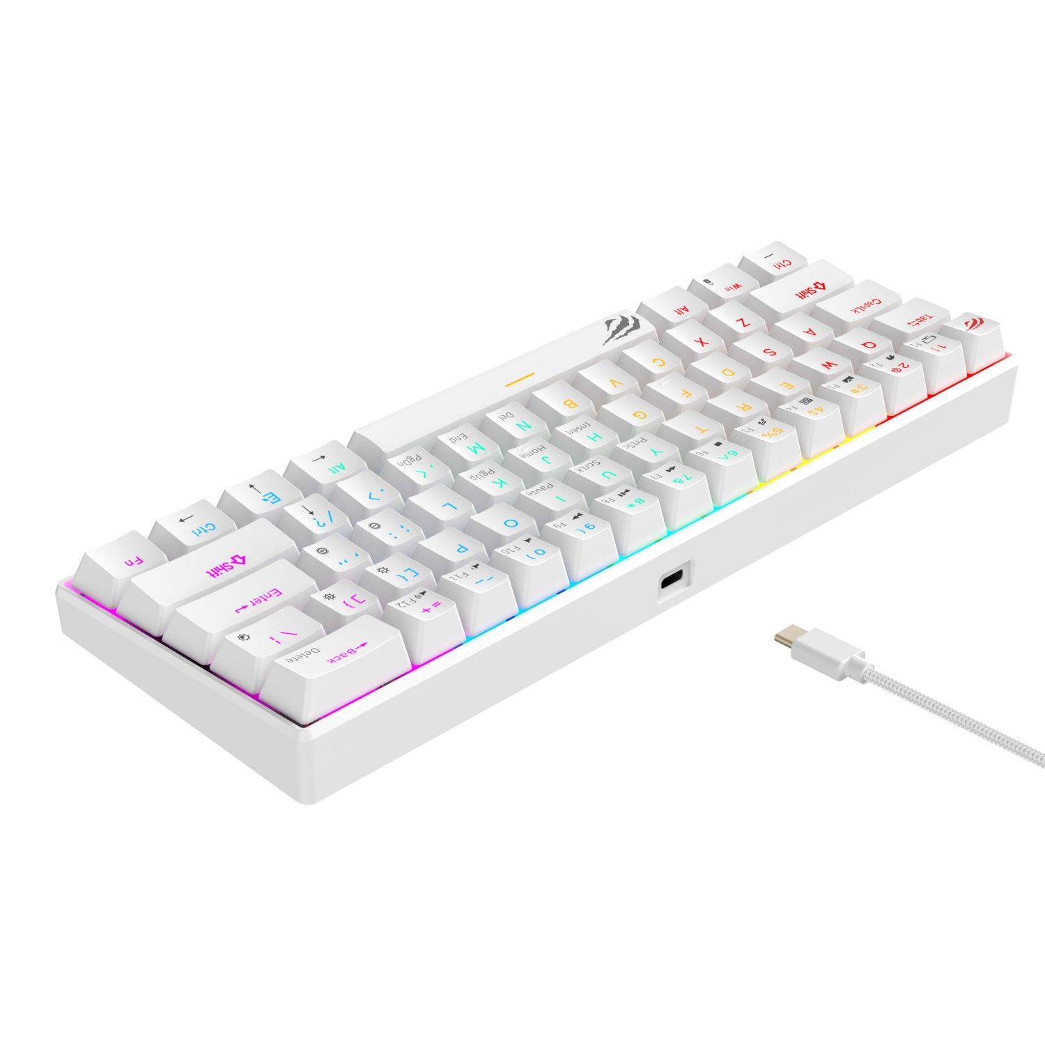 Teclado Gamer Mecánico Luces RGB KB903L Havit Blanco-3