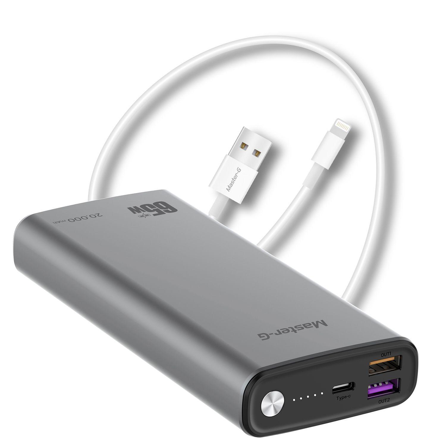 Kit Batería Externa Laptop 20000 + Cable Rápida Lightning-0