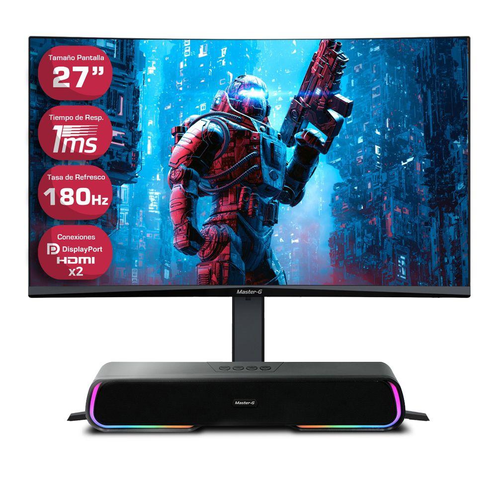 Pack Monitor Gamer 27" FHD Curvo 180Hz 1ms + Soundbar BT-0