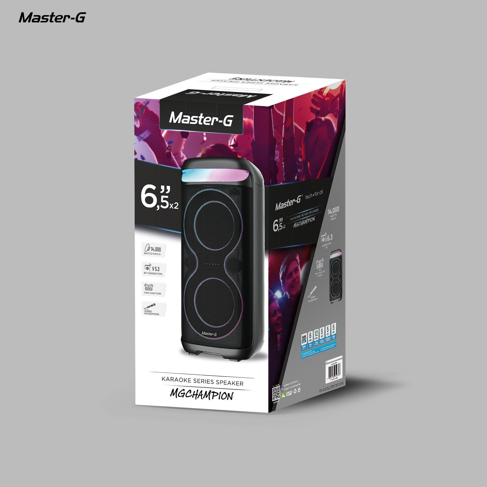 Parlante Bluetooth Karaoke Champion 6,5” X2 con Micrófono-3