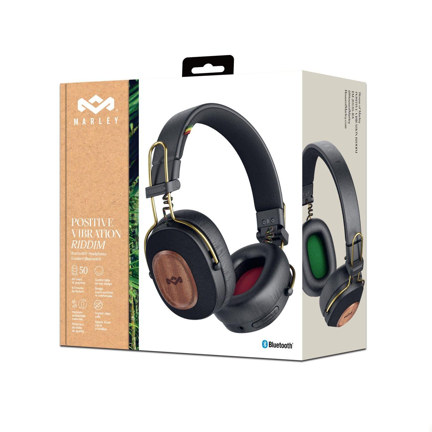 Audífonos Bluetooth Positive Vibration Riddim Rasta Marley-7