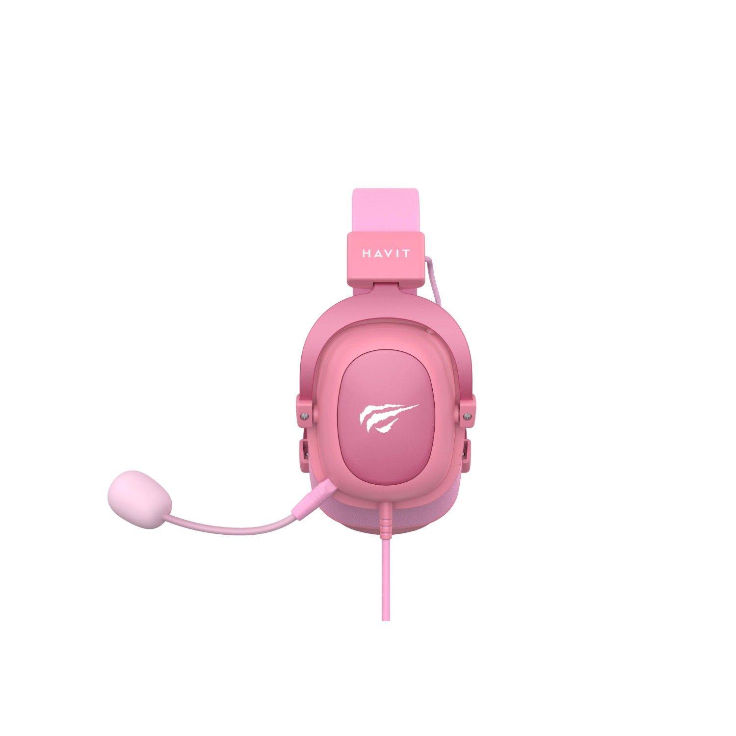 Audífono Gaming Headphone Micrófono 53mm H2002dPI Havit Rosa-2