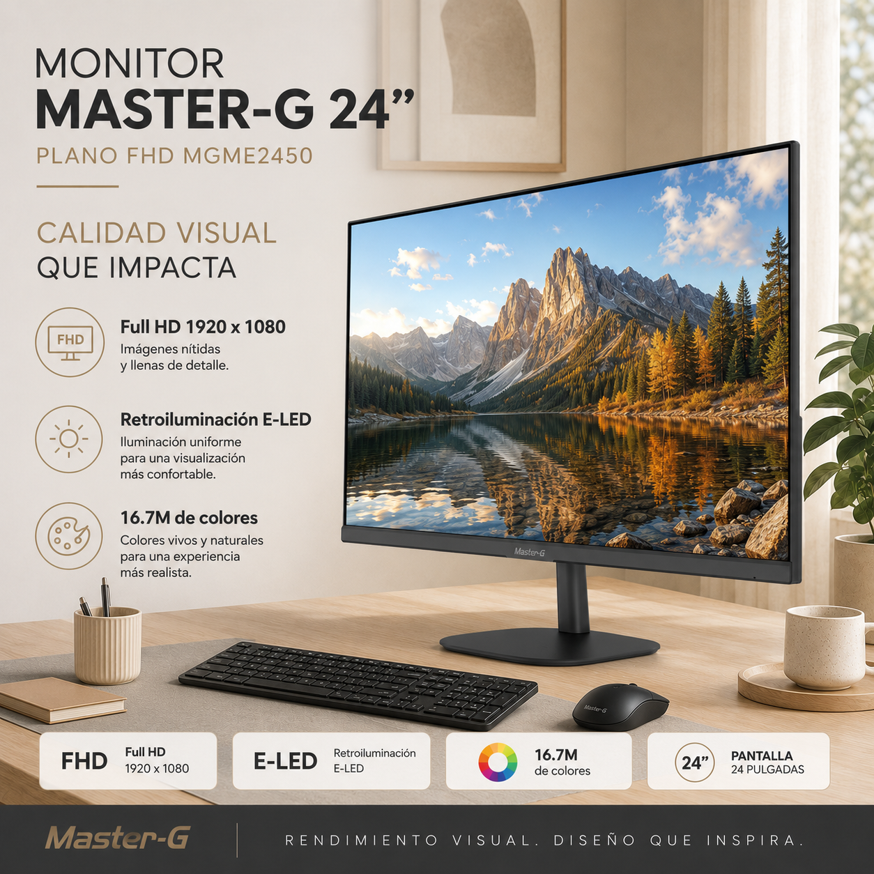 Monitor de PC 24" Full HD IPS 144Hz 5,5ms MGME2450 Master-G-2