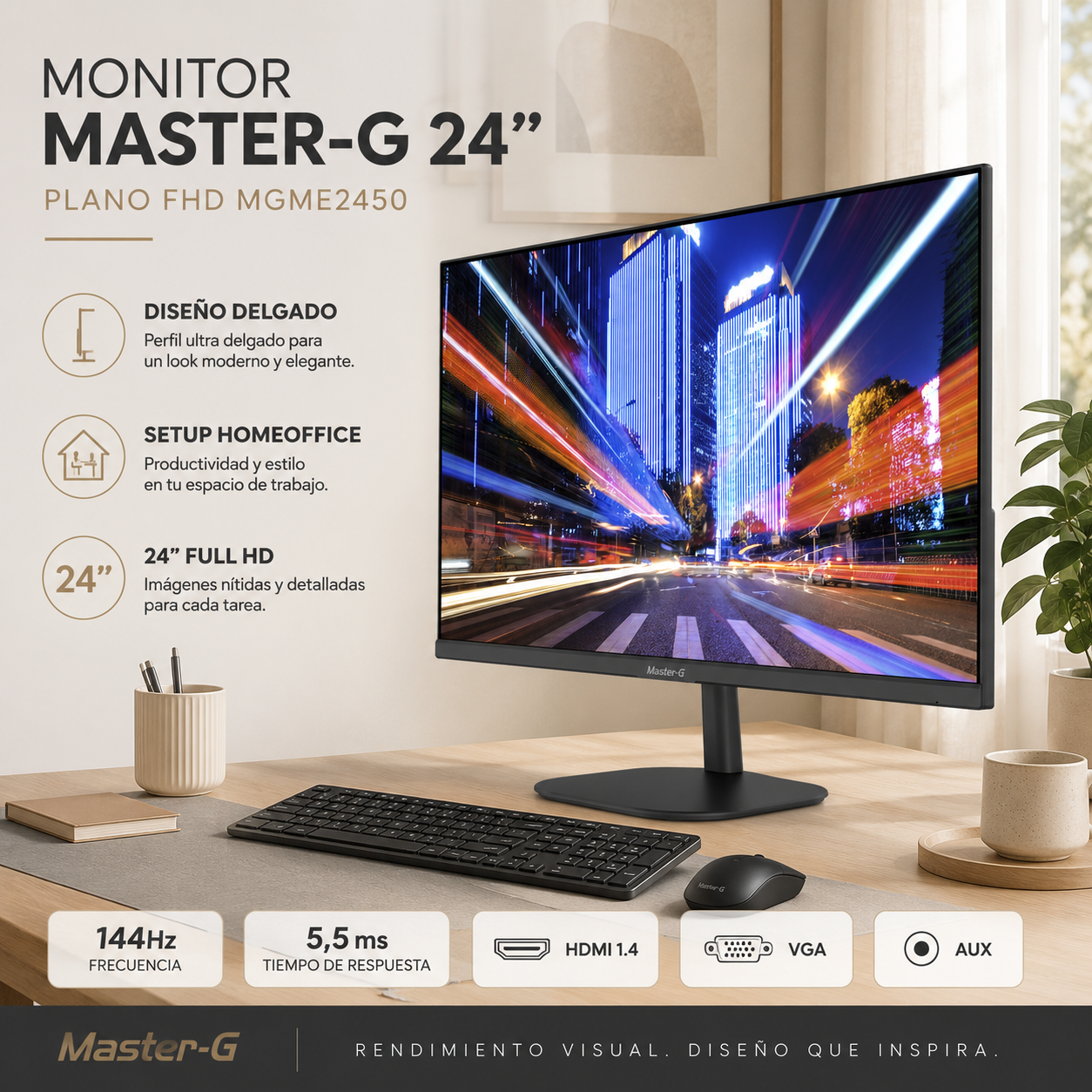 Monitor de PC 24" Full HD IPS 144Hz 5,5ms MGME2450 Master-G-3
