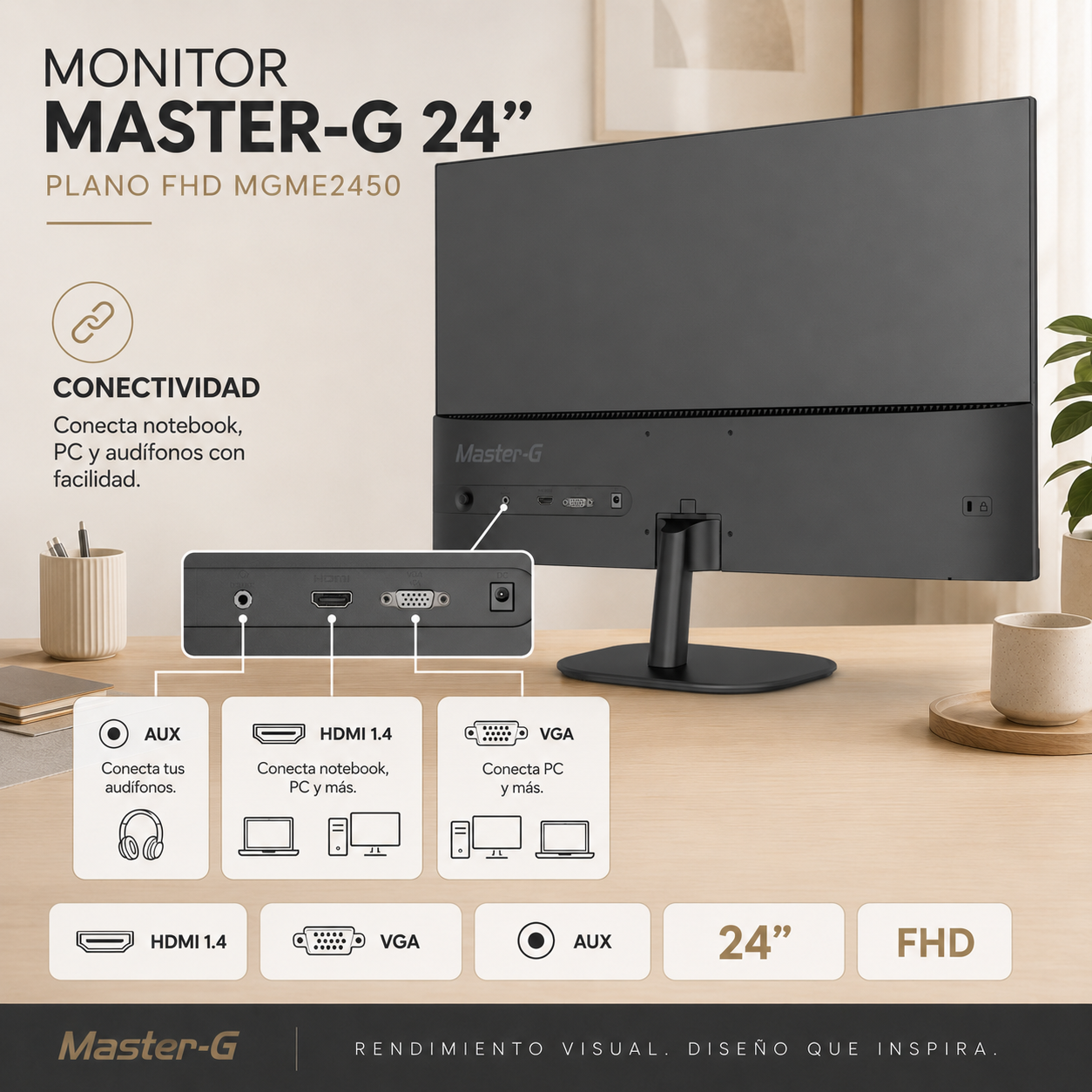 Monitor de PC 24" Full HD IPS 144Hz 5,5ms MGME2450 Master-G-4