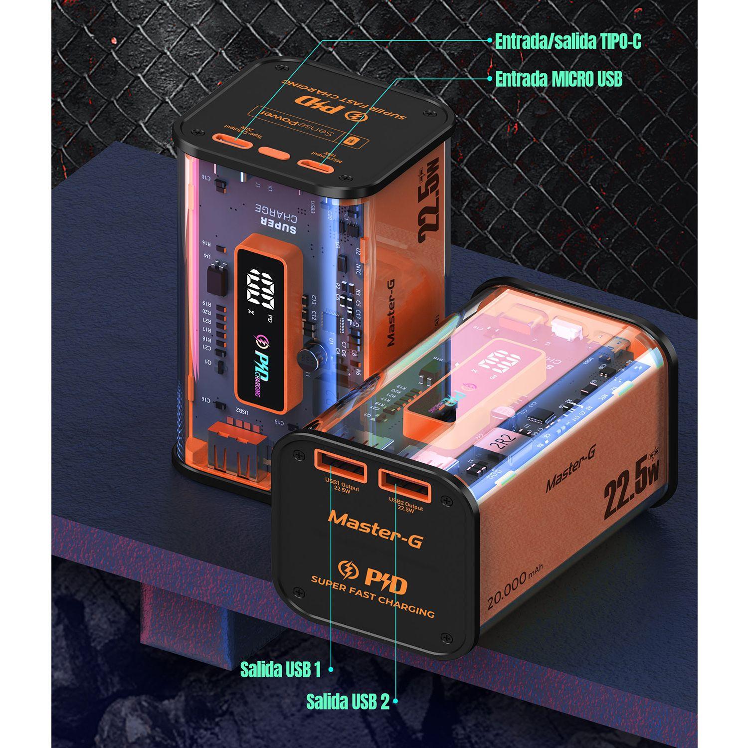 Batería Externa Power Bank 20000 Mah Carga Rápida Master-G-4
