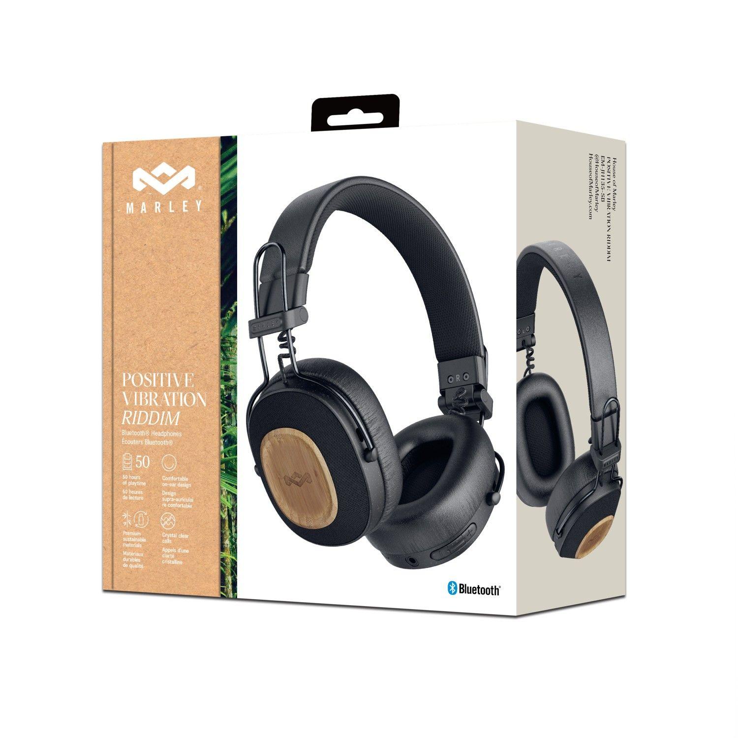 Audífonos Bluetooth Positive Vibration Riddim Negro Marley-7