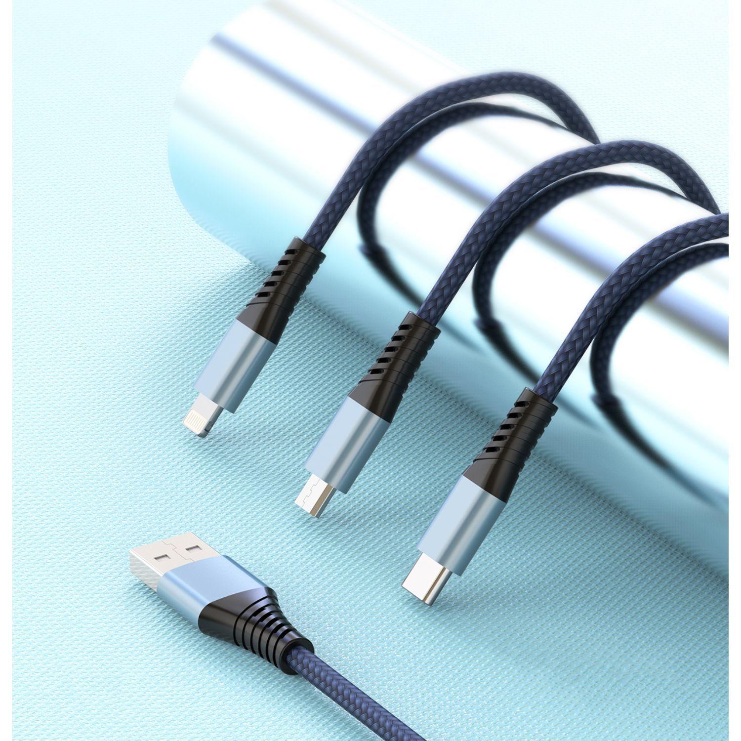 Cable 3 en 1 Compatible con Iphone, Micro y Tipo-C Master-G-2
