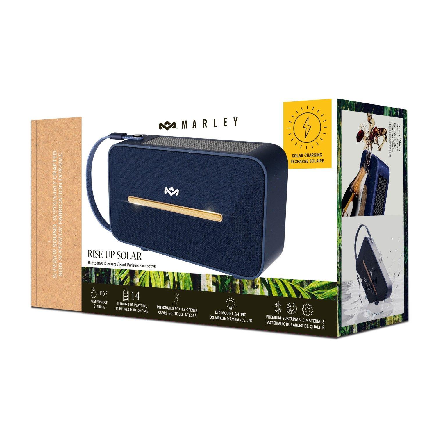Parlante Bluetooth 5.3 Waterproof Rise Up Solar Azul Marley-8