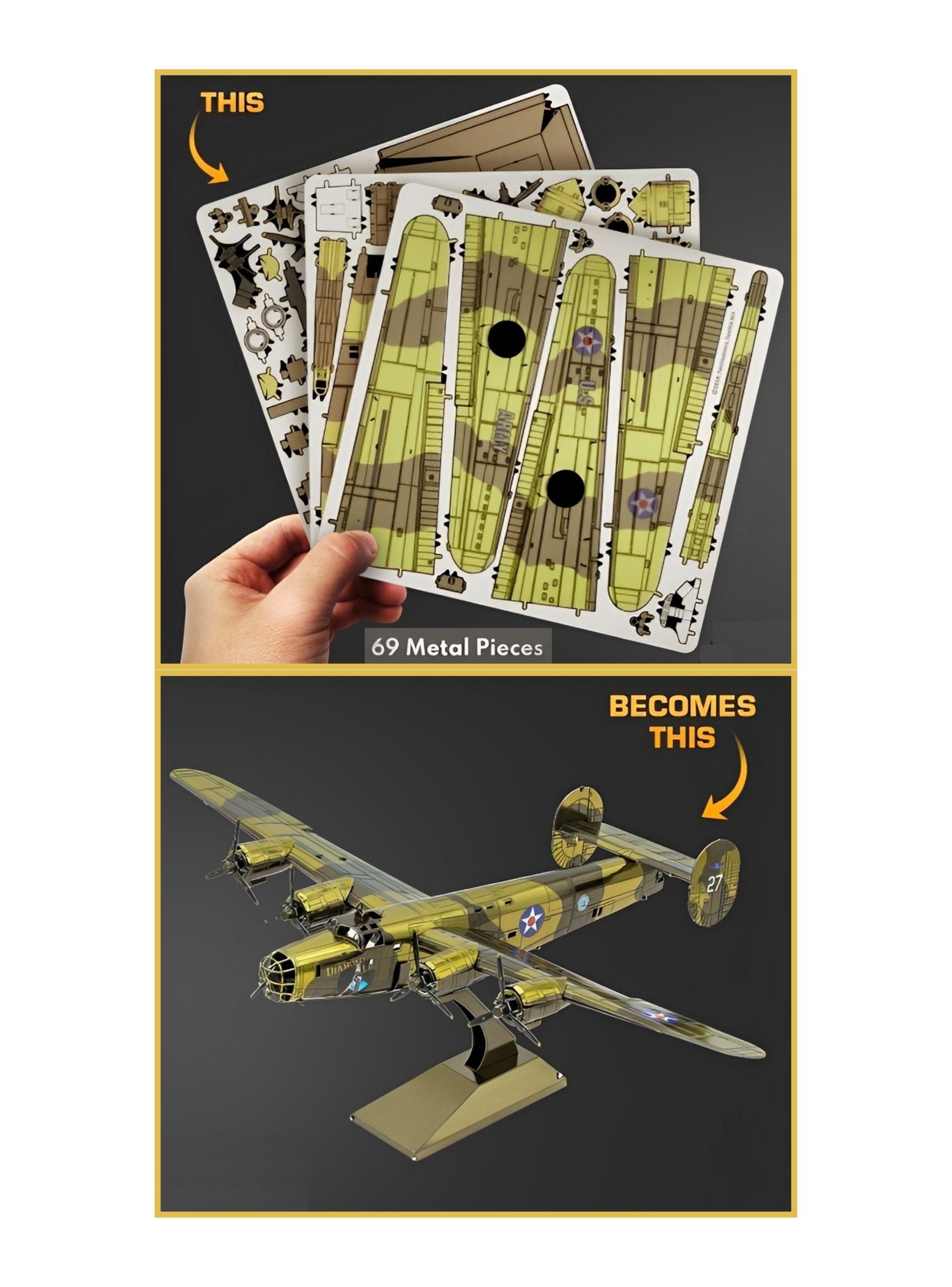 Puzzle 3D de Metal - Bombardero B-24 Liberator-4