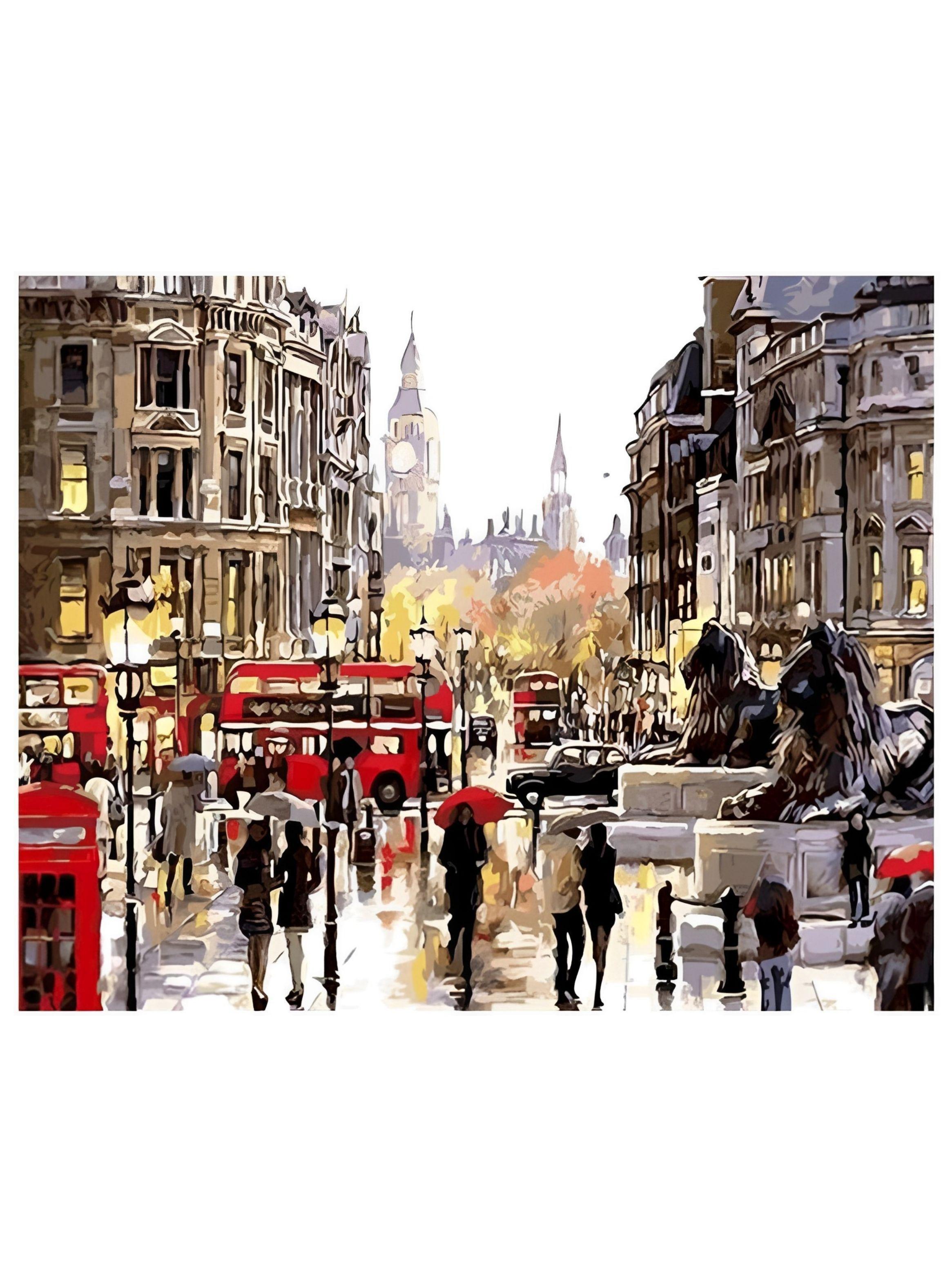 Pintura por Números 50 x 40 cms - Típico Paisaje de Londres-0